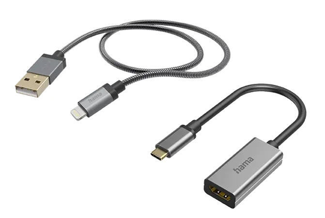 Cables y adaptadores para teléfonos móviles de Hama.