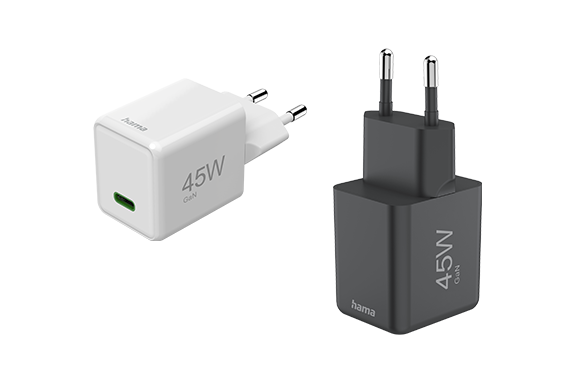 45 Watt charger in white and black