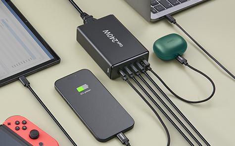 Five devices can be charged simultaneously at the Hama charging station.